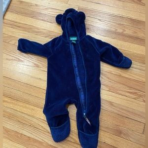 Navy LLBean infant hi-pile bunting size 6-12 mo